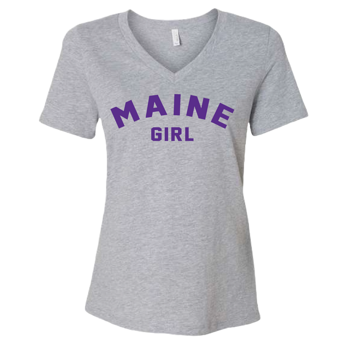 Maine Girl Color Text V-Neck T-Shirt