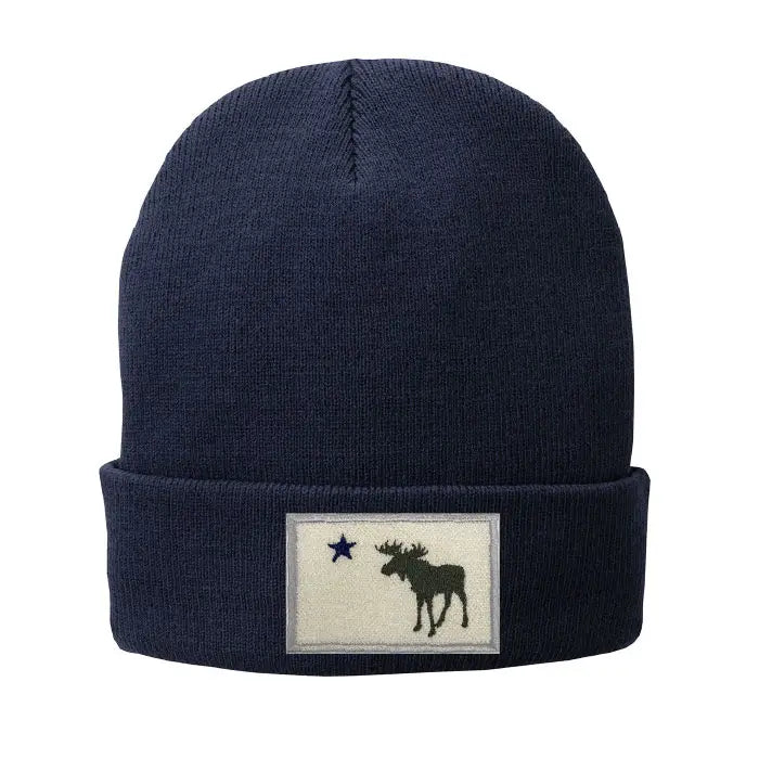 Maine Moose Flag Fleece-Lined Knit Beanie ROGUE LIFE Co. Beanies Navy