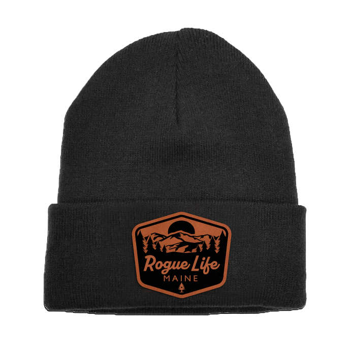 Rogue Life Mountains Leather Patch Fleece-Lined Knit Beanie