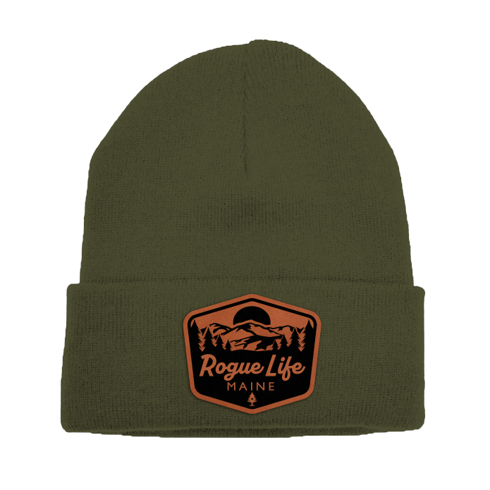 Rogue Life Mountains Leather Patch Fleece-Lined Knit Beanie