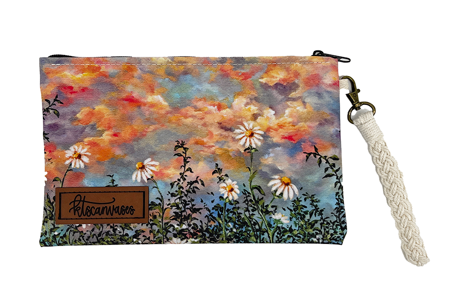 KT Canvas Daisies over Opal Skies Wristlet Rogue Life Maine