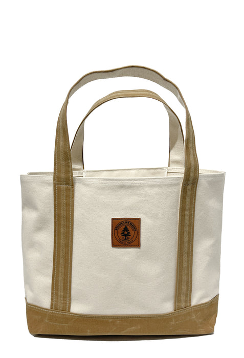 Tan Wax Canvas Large Tote Bag