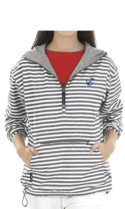 Women's Striped Windbreaker Lined Pullover - Anchor