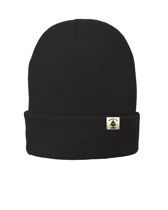 Rogue Life Logo Leather Patch Fleece-Lined Knit Beanie